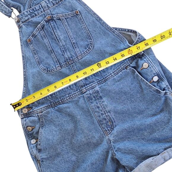 Old Navy Shortalls Blue Denim Y2k Jean L Bibs Overalls Shorts Barn Farmer Large - Picture 8 of 11